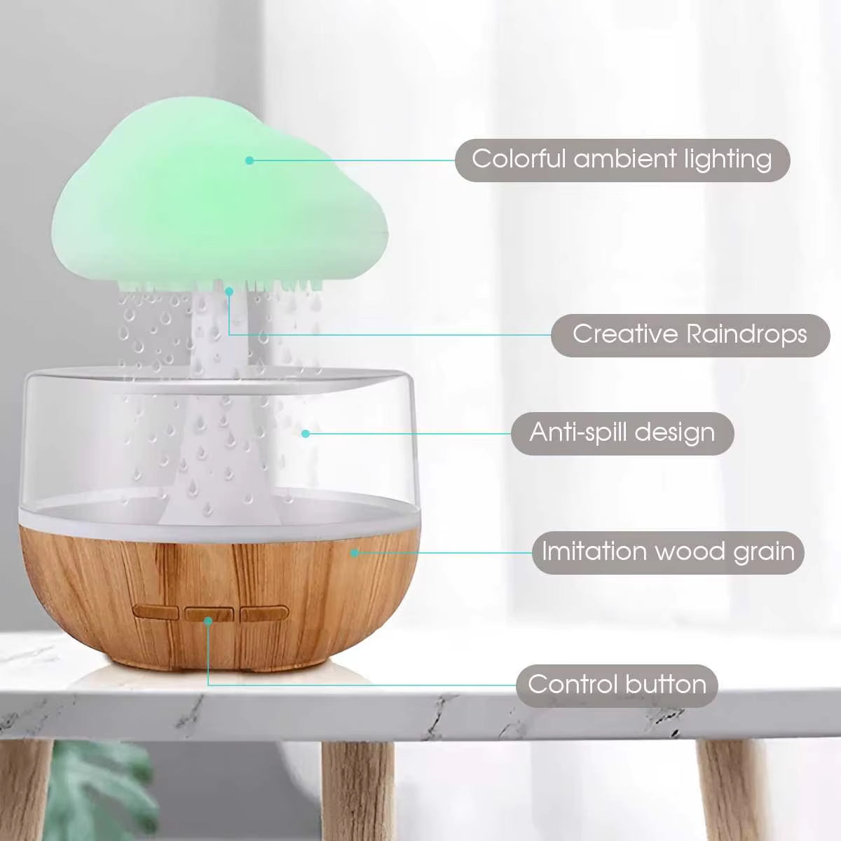 Transform Your Space with the Colorful Rain Cloud Humidifier - Aroma and Ambiance in One!