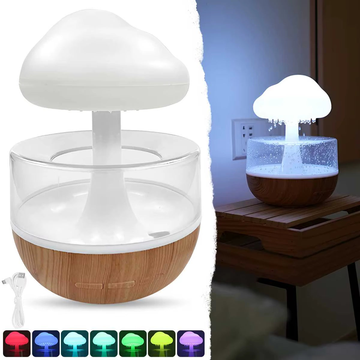 Transform Your Space with the Colorful Rain Cloud Humidifier - Aroma and Ambiance in One!
